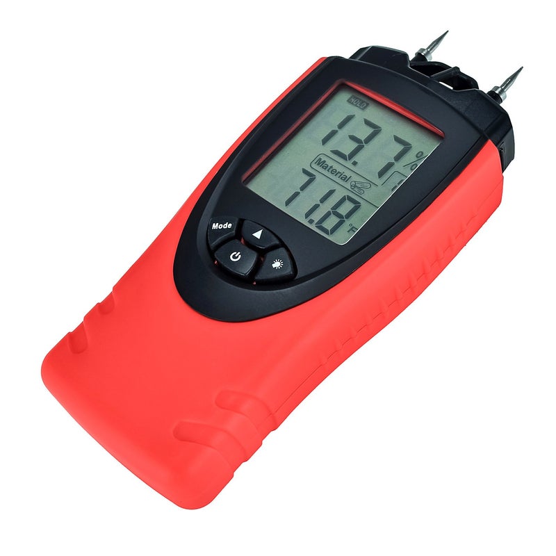 ennoLogic eH710T Moisture Meter by ennoLogic â€“ Digital LCD Pin Type with 7 Material Settings for Wood, Cement, Mortar, Brick, Drywall, Carpet â€“ Backlight, Hold, Max/Min, Air Temperature, and Holster - Image 1
